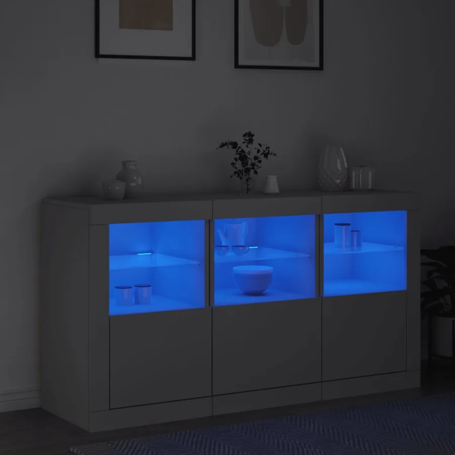 Buffet avec lumières LED blanc 123x37x67 cm - 4