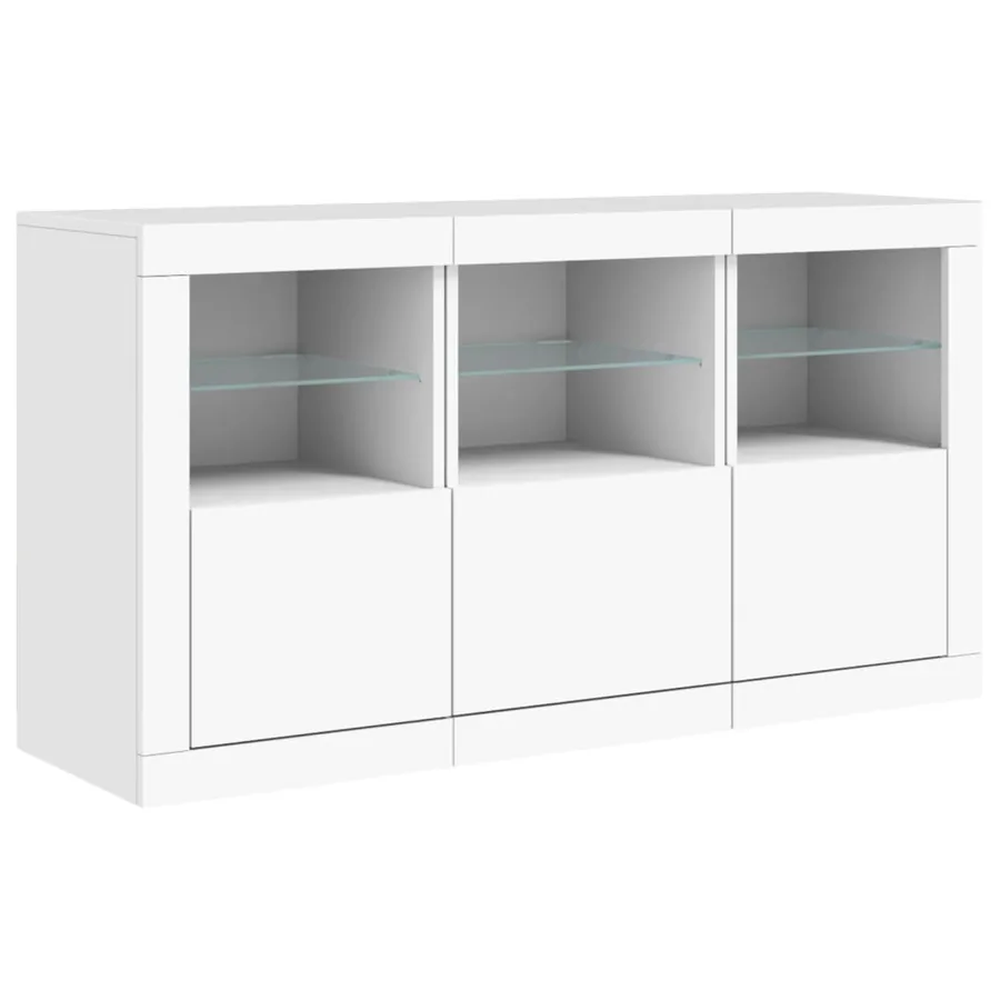 Buffet avec lumières LED blanc 123x37x67 cm - 5