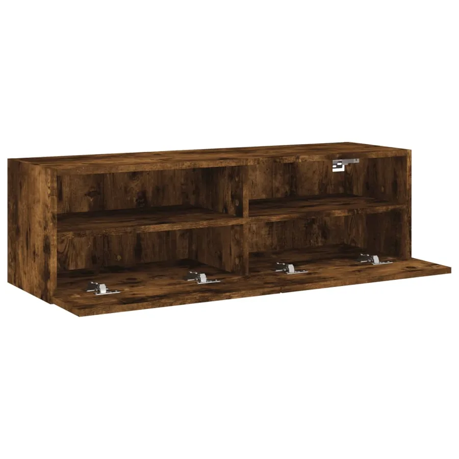 Meuble TV mural chêne fumé 100x30x30 cm bois d'ingénierie - 6