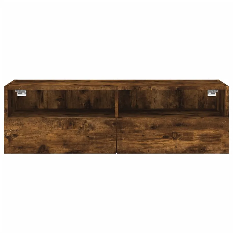 Meuble TV mural chêne fumé 100x30x30 cm bois d'ingénierie - 7