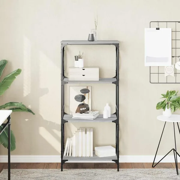 Bibliothèque à 4 niveaux sonoma gris 59x35x132 cm