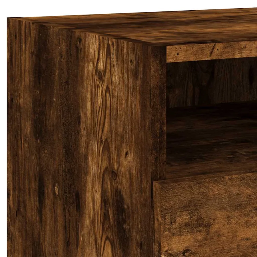 Table de chevet avec lumières LED chêne fumé 40x39x37 cm - 10