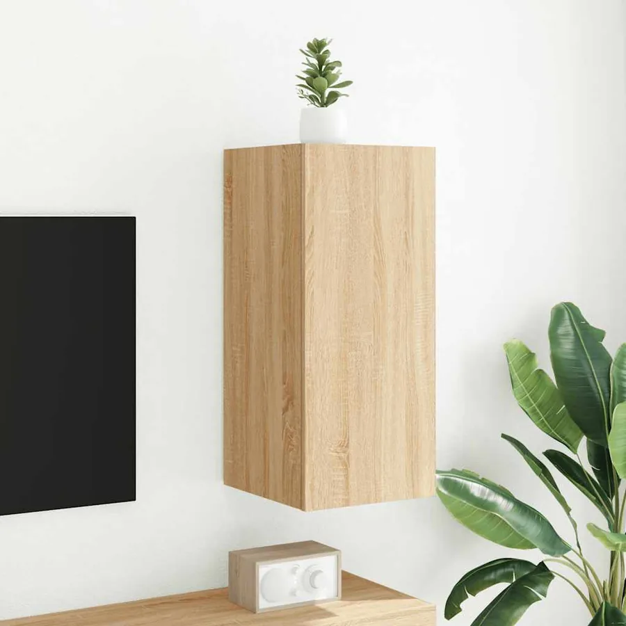 Meuble TV mural avec lumières LED chêne sonoma 30,5x35x70 cm - 5