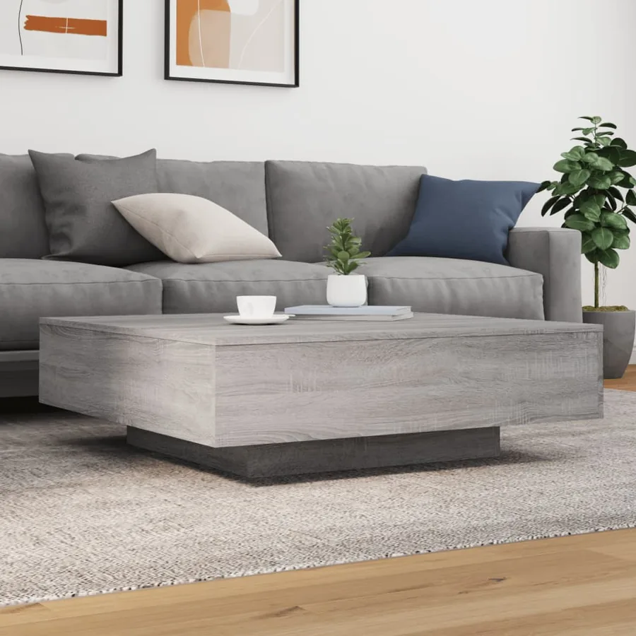 Table basse avec lumières LED sonoma gris 100x100x31 cm - 4