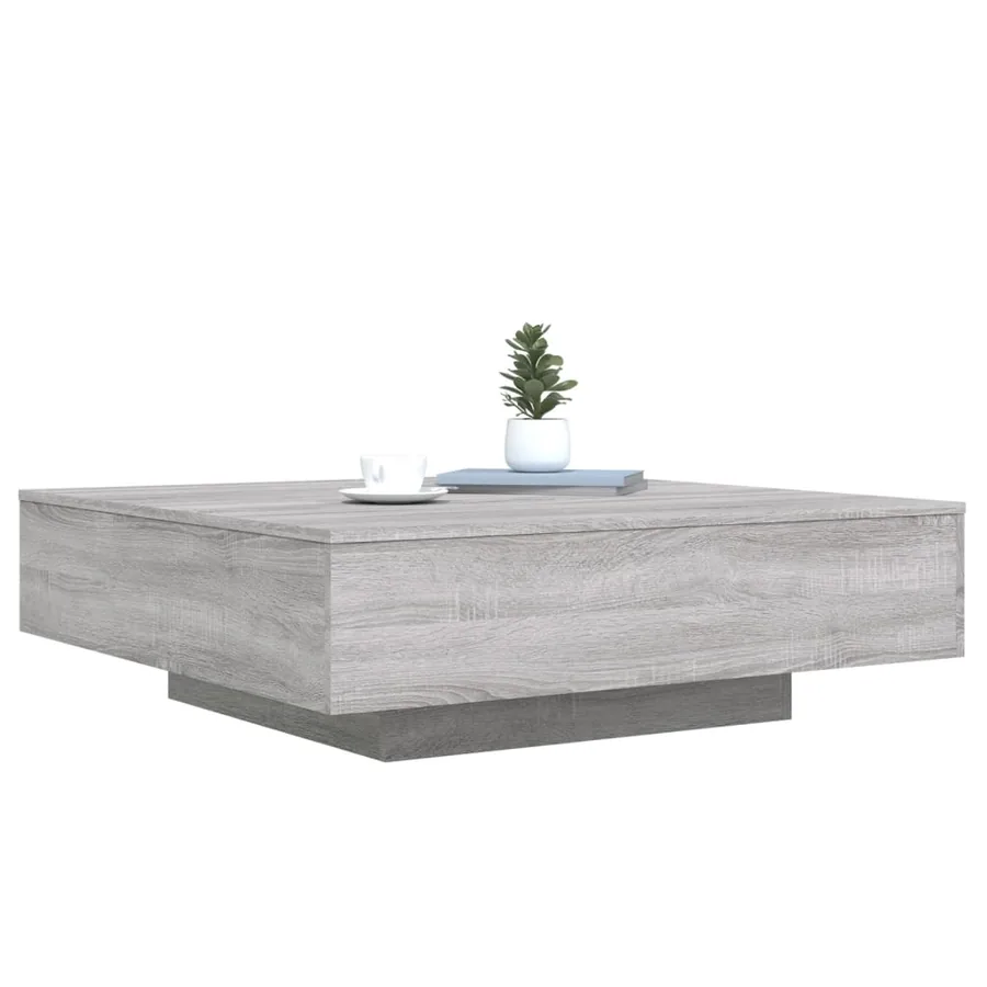Table basse avec lumières LED sonoma gris 100x100x31 cm - 5