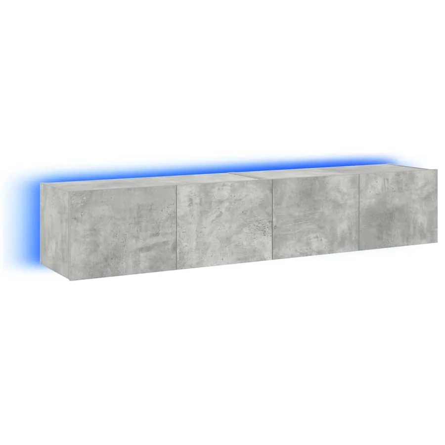 Meubles TV muraux et lumières LED 2pcs gris béton 80x35x31 cm - 2