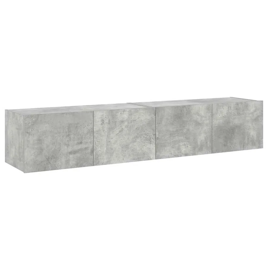 Meubles TV muraux et lumières LED 2pcs gris béton 80x35x31 cm - 7