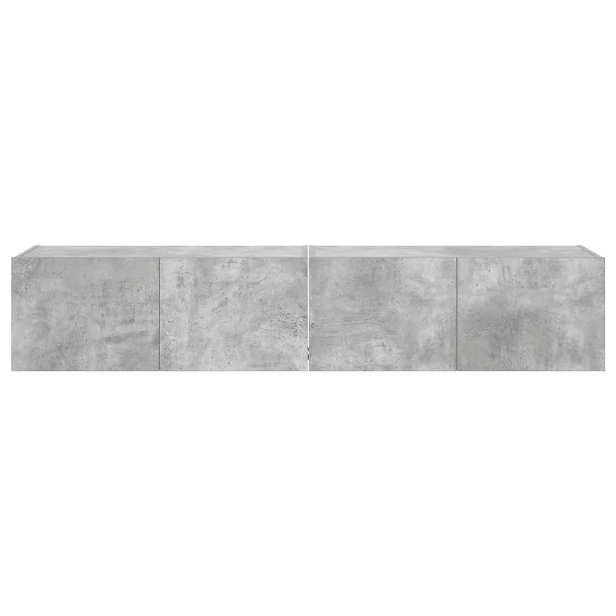 Meubles TV muraux et lumières LED 2pcs gris béton 80x35x31 cm - 9
