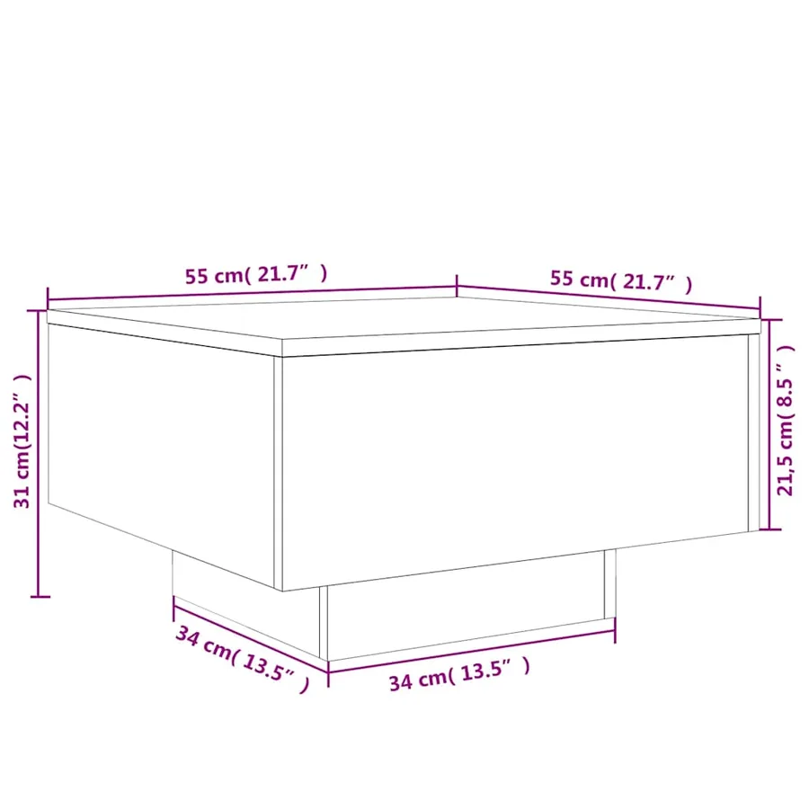 Table basse chêne sonoma 55x55x31 cm bois d'ingénierie - 10