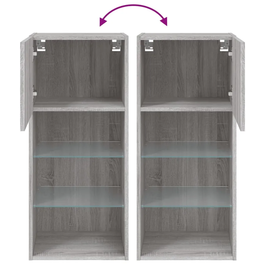 Meubles TV avec lumières LED 2 pcs sonoma gris 40,5x30x90 cm - 12