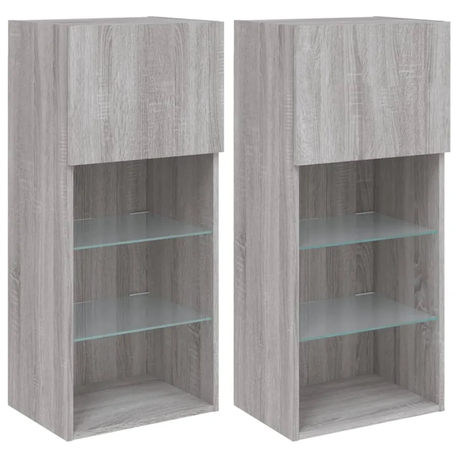 Meubles TV avec lumières LED 2 pcs sonoma gris 40,5x30x90 cm - 2