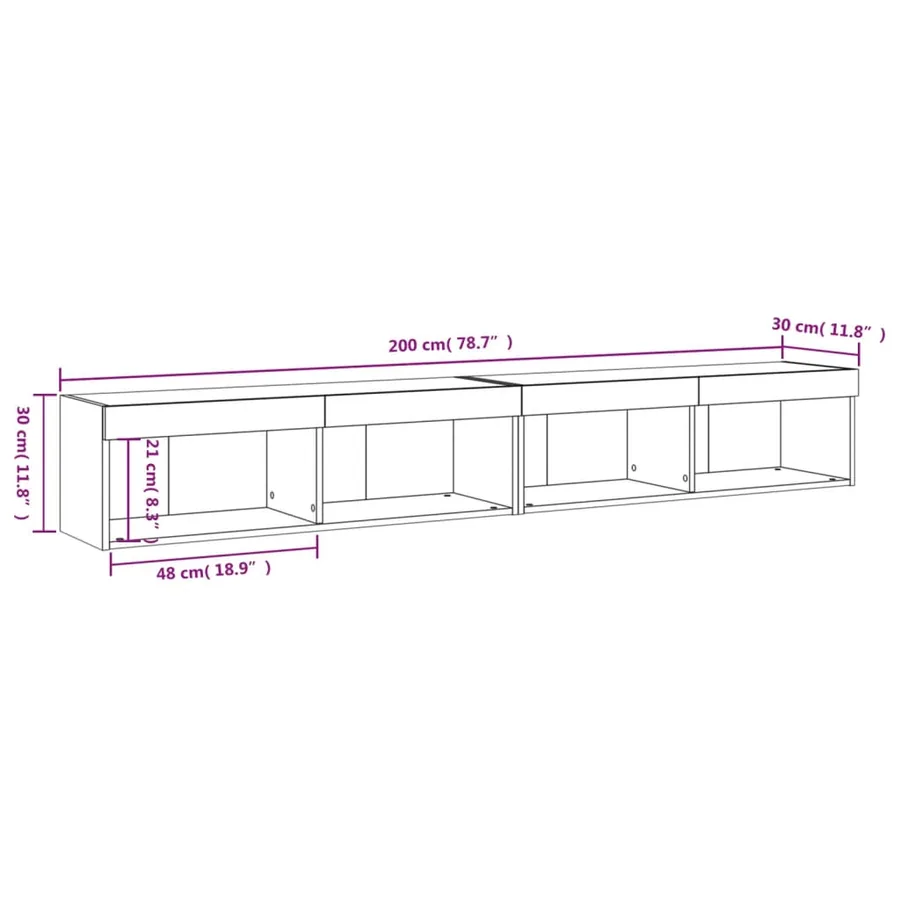 Meubles TV avec lumières LED 2 pcs chêne fumé 100x30x30 cm - 17