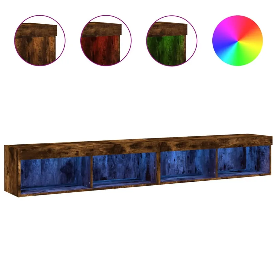 Meubles TV avec lumières LED 2 pcs chêne fumé 100x30x30 cm - 2