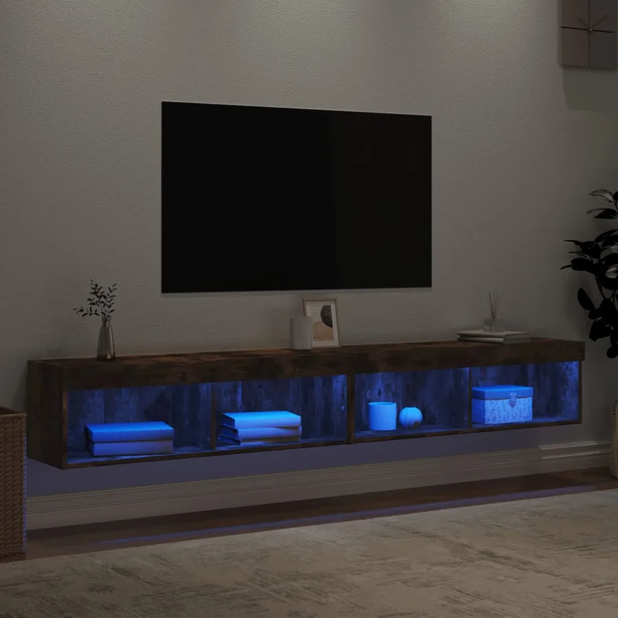 Meubles TV avec lumières LED 2 pcs chêne fumé 100x30x30 cm - 4