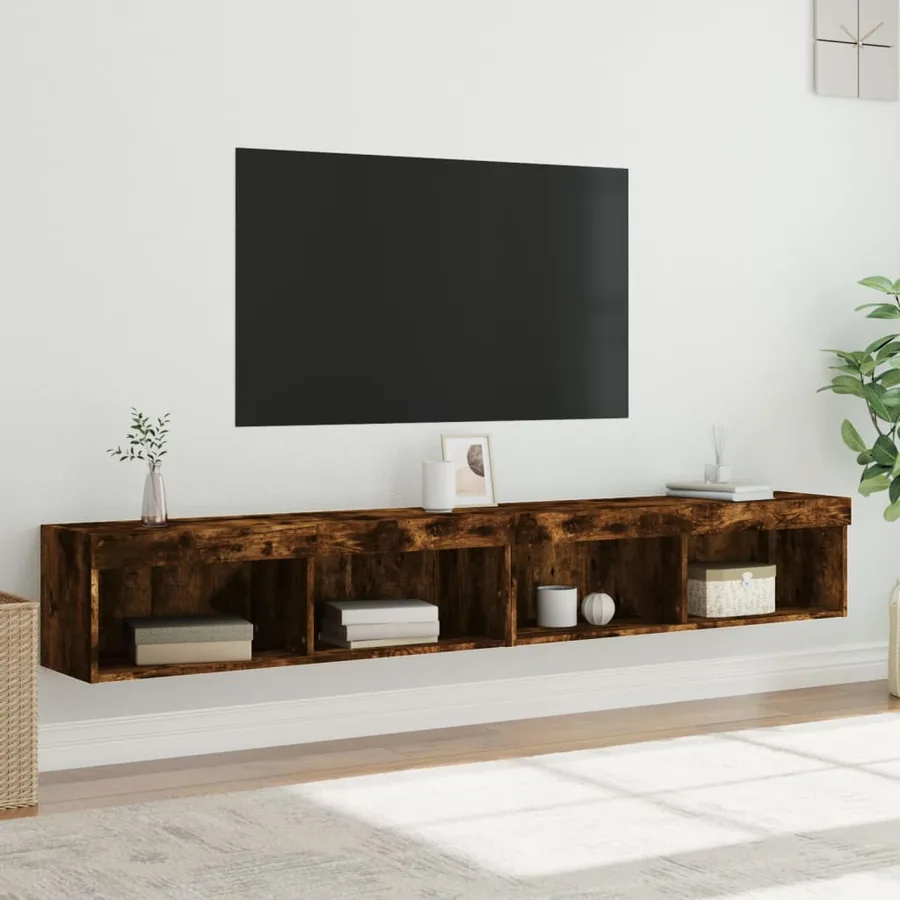 Meubles TV avec lumières LED 2 pcs chêne fumé 100x30x30 cm - 5