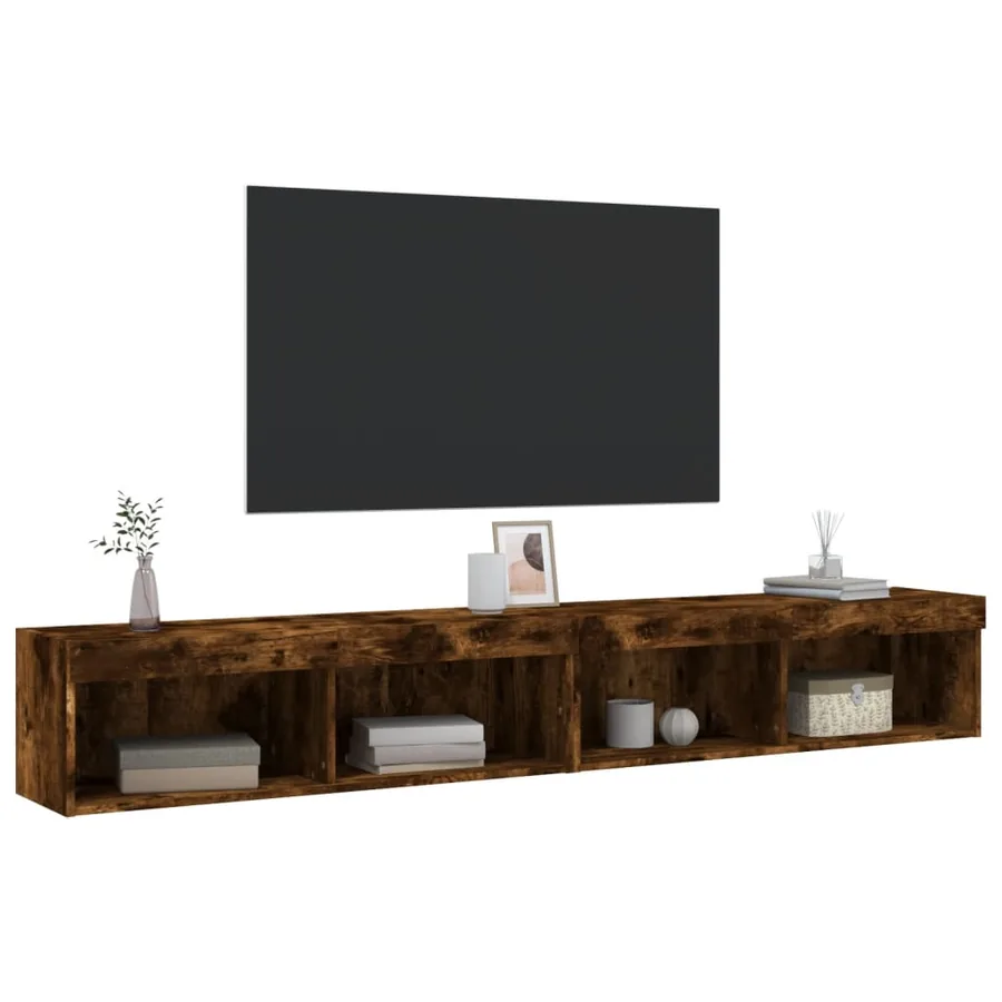 Meubles TV avec lumières LED 2 pcs chêne fumé 100x30x30 cm - 6