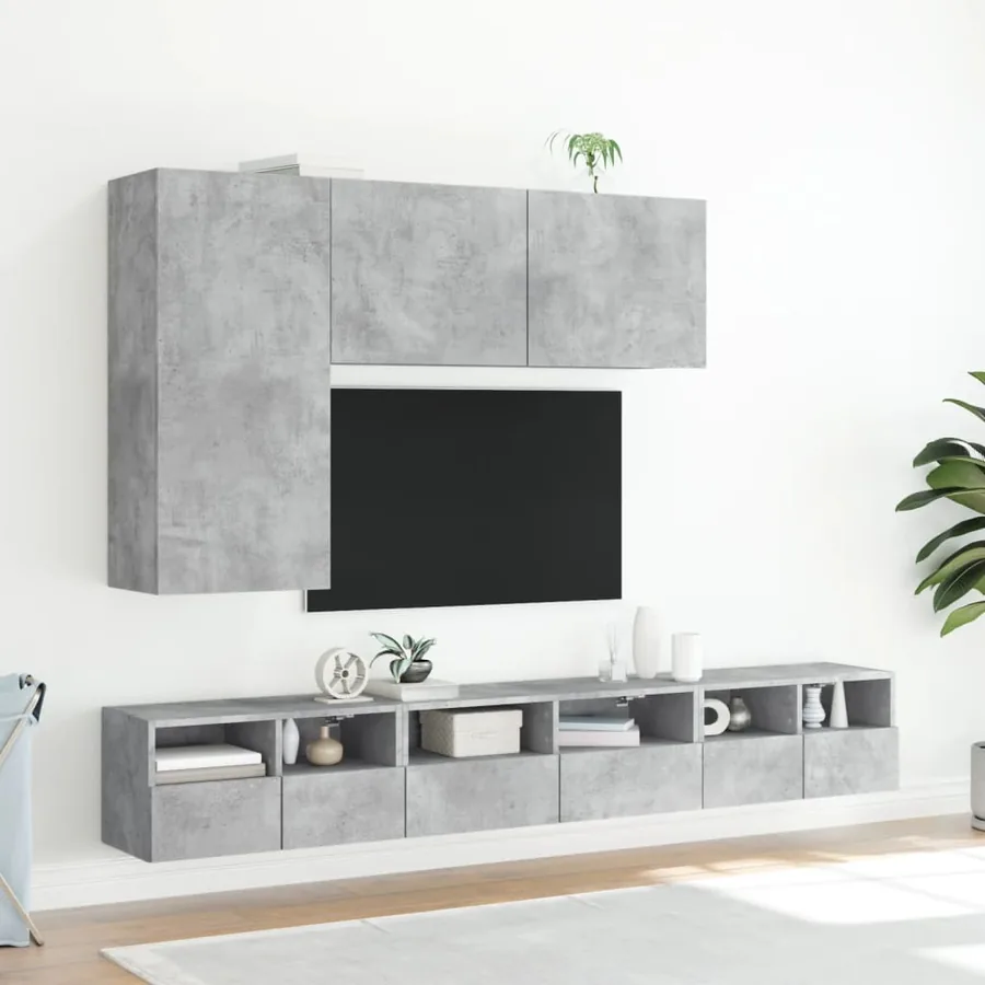 Meuble TV mural gris béton 100x30x41 cm - 11