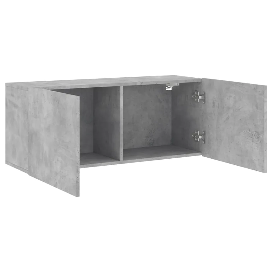 Meuble TV mural gris béton 100x30x41 cm - 5