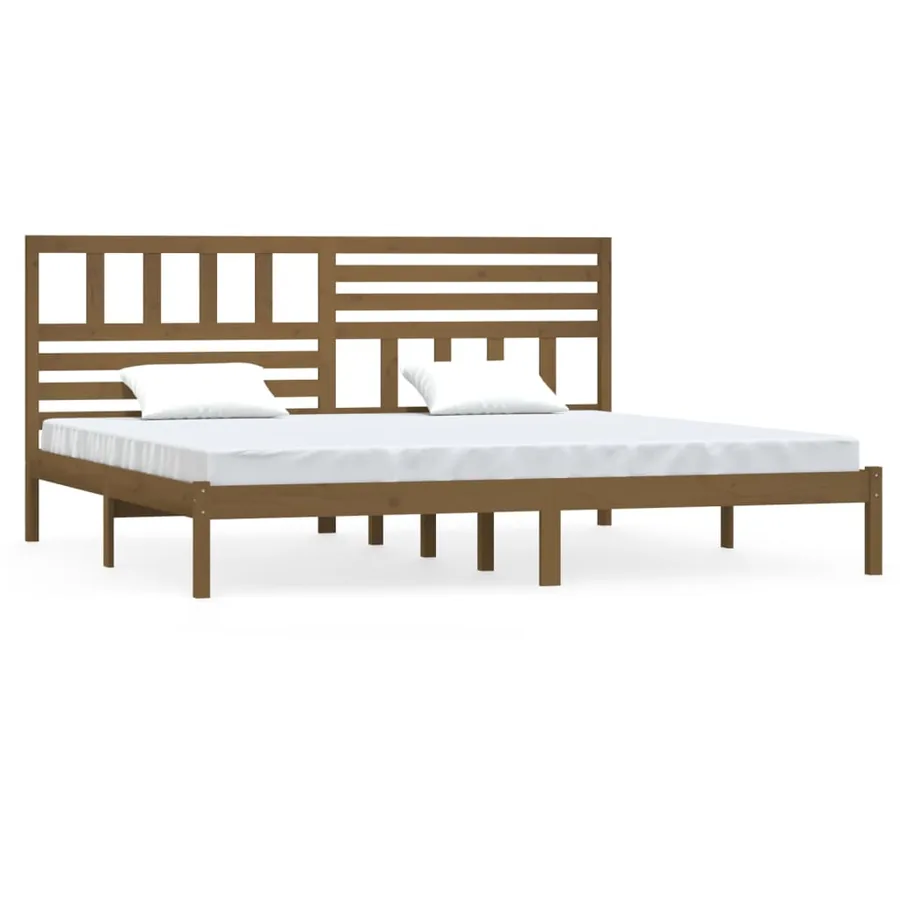 Cadre de lit sans matelas marron miel bois pin massif 200x200cm - 2