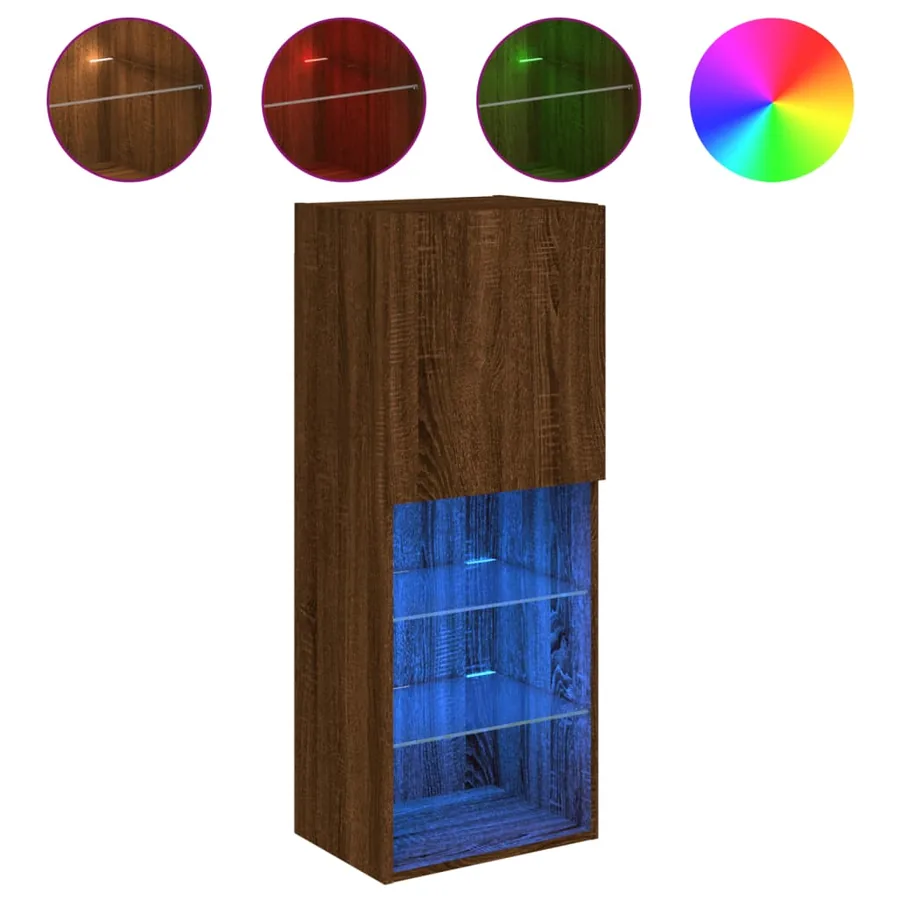Meuble TV avec lumières LED chêne marron 40,5x30x102 cm - 2