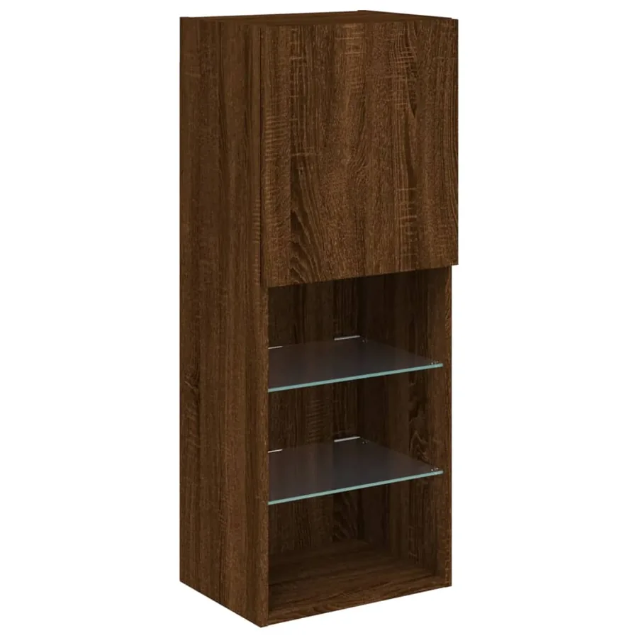 Meuble TV avec lumières LED chêne marron 40,5x30x102 cm - 7