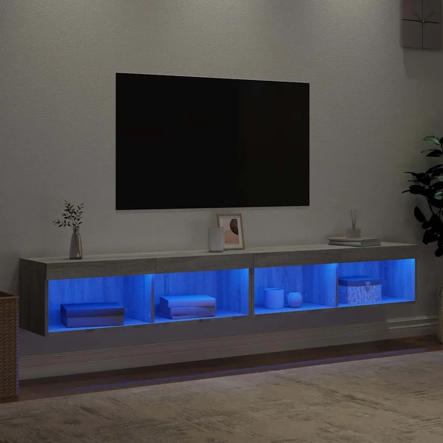 Meubles TV avec lumières LED 2 pcs sonoma gris 100x30x30 cm - 4