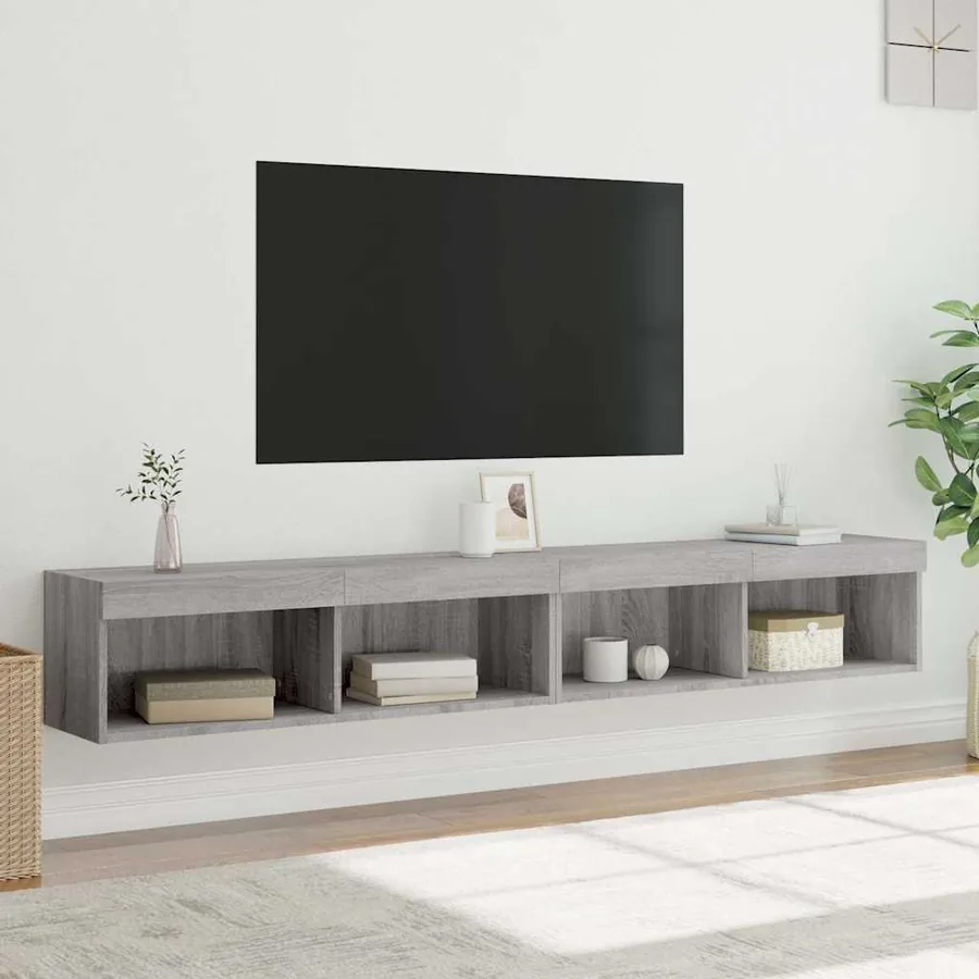 Meubles TV avec lumières LED 2 pcs sonoma gris 100x30x30 cm - 5