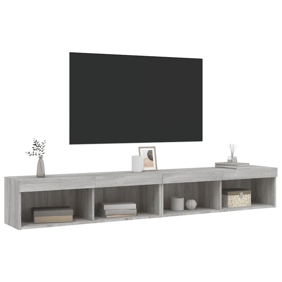 Meubles TV avec lumières LED 2 pcs sonoma gris 100x30x30 cm - 6