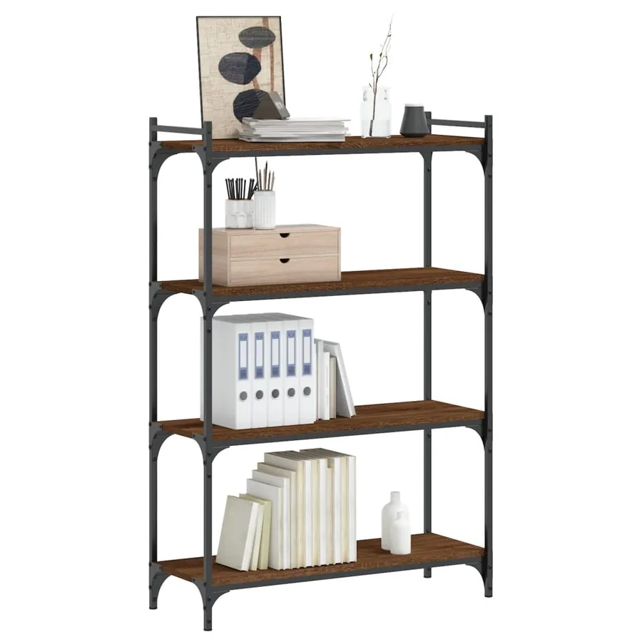 Bibliothèque 4 niveaux chêne marron 80x30x120cm bois ingénierie - 3