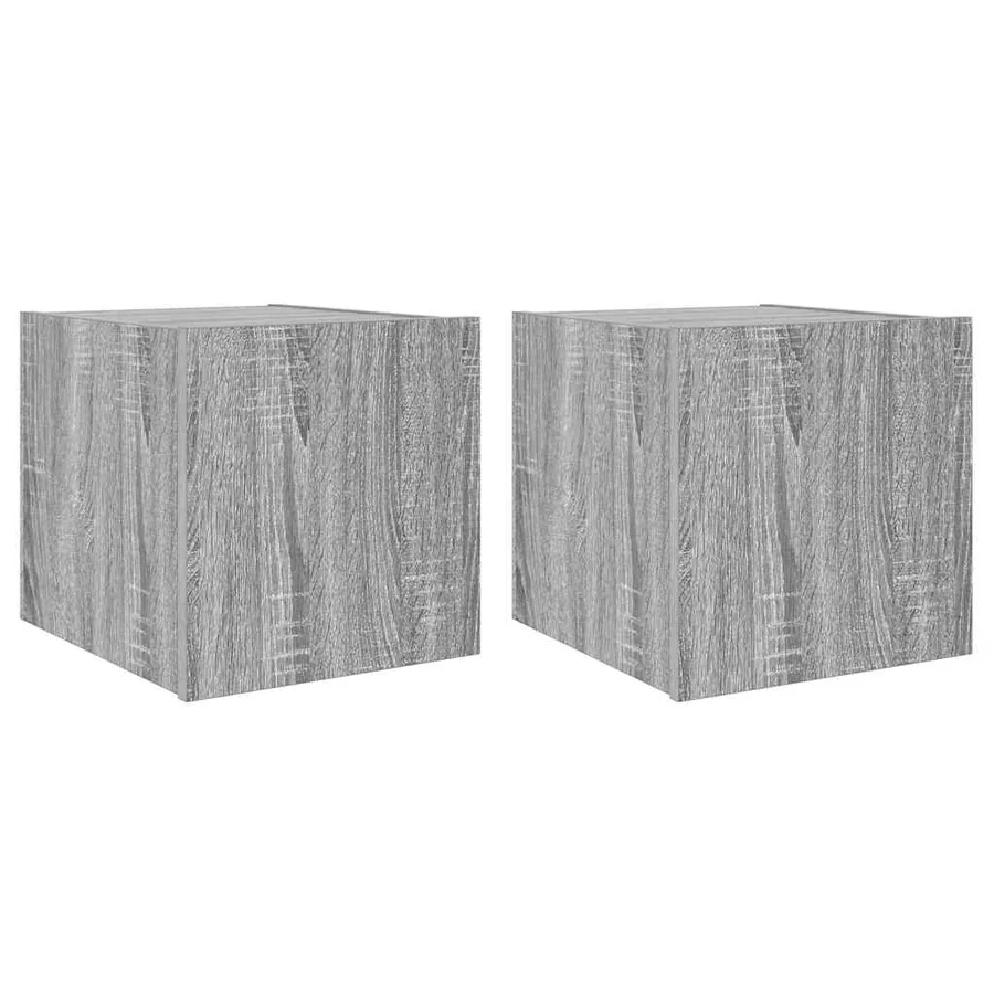 Meubles TV muraux et lumières LED 2pcs sonoma gris 30,5x35x30cm - 14