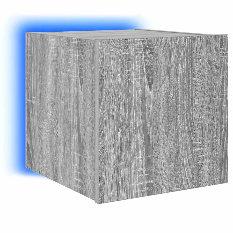 Meubles TV muraux et lumières LED 2pcs sonoma gris 30,5x35x30cm - 15