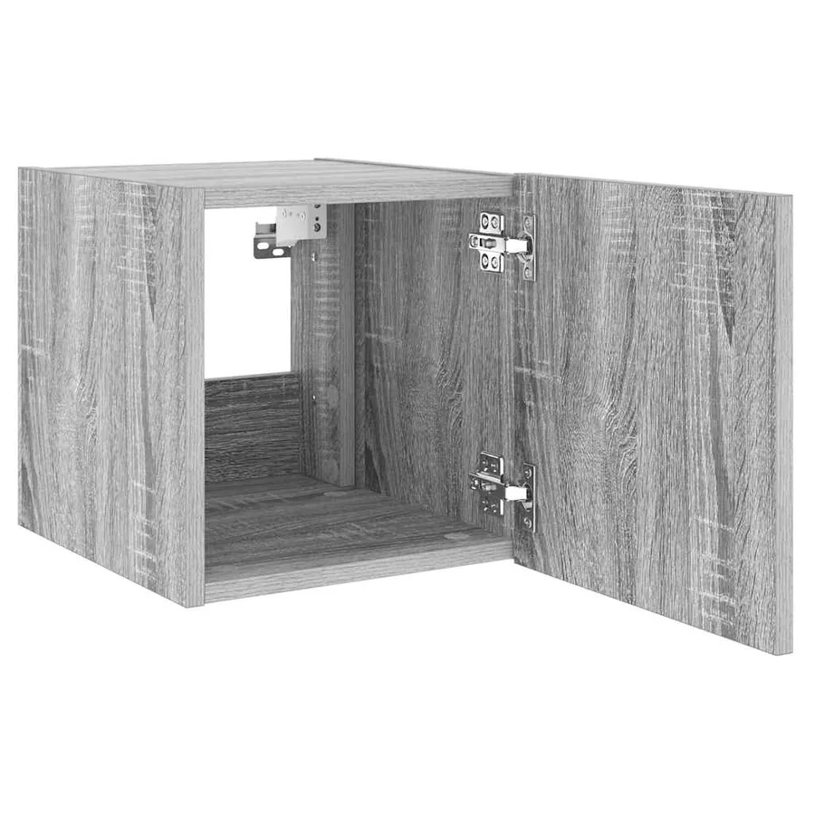 Meubles TV muraux et lumières LED 2pcs sonoma gris 30,5x35x30cm - 9