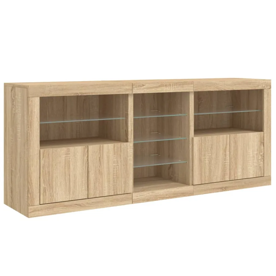 Buffet avec lumières LED chêne sonoma 181,5x37x67 cm - 5