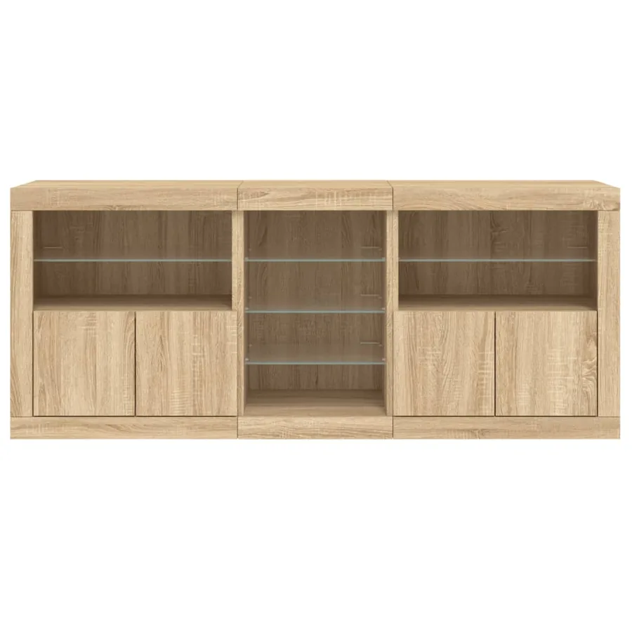Buffet avec lumières LED chêne sonoma 181,5x37x67 cm - 6