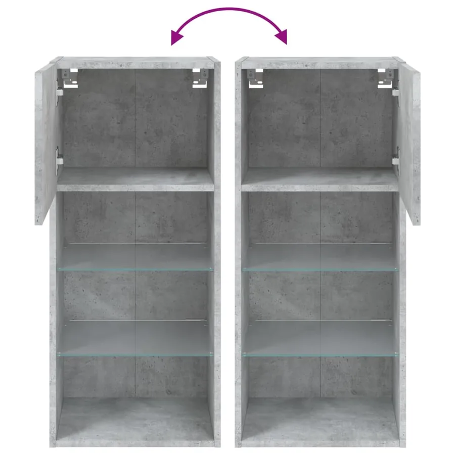 Meuble TV avec lumières LED gris béton 40,5x30x90 cm - 10