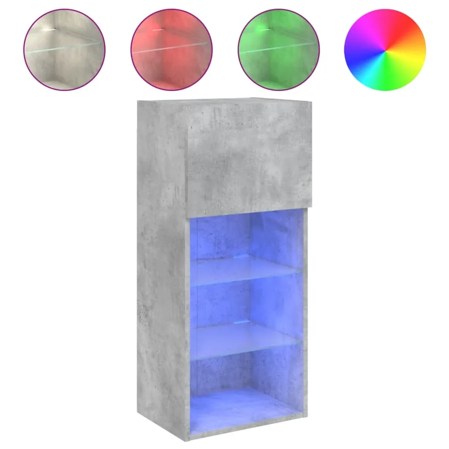 Meuble TV avec lumières LED gris béton 40,5x30x90 cm - 2