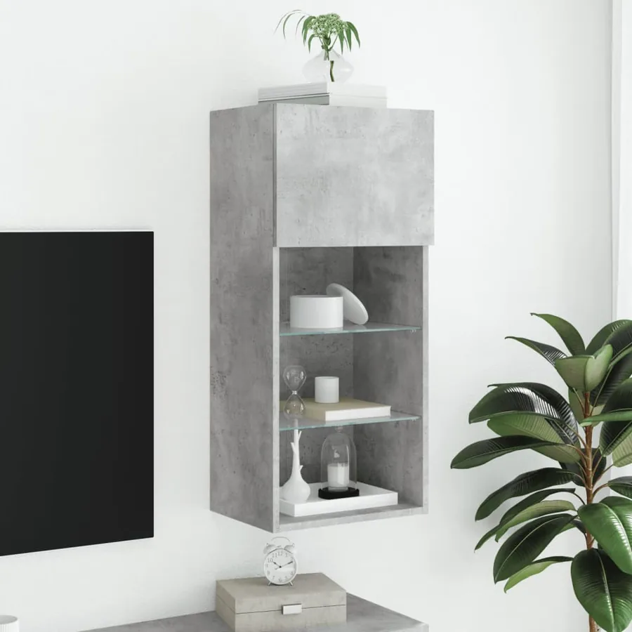 Meuble TV avec lumières LED gris béton 40,5x30x90 cm - 3