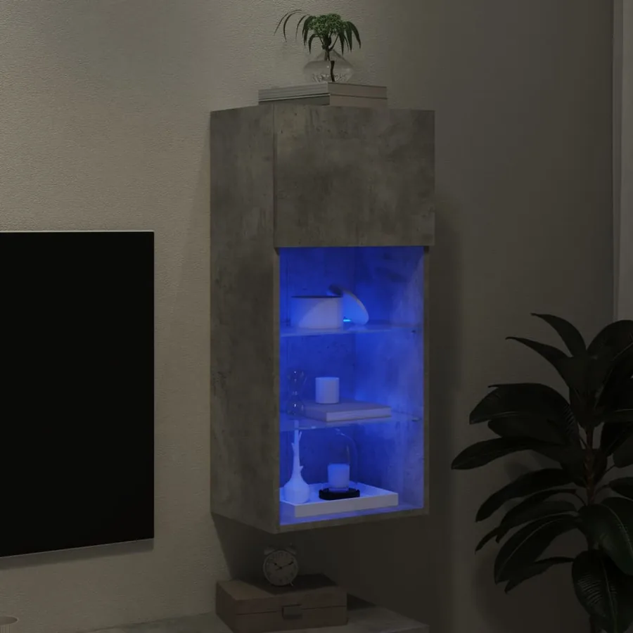 Meuble TV avec lumières LED gris béton 40,5x30x90 cm - 4