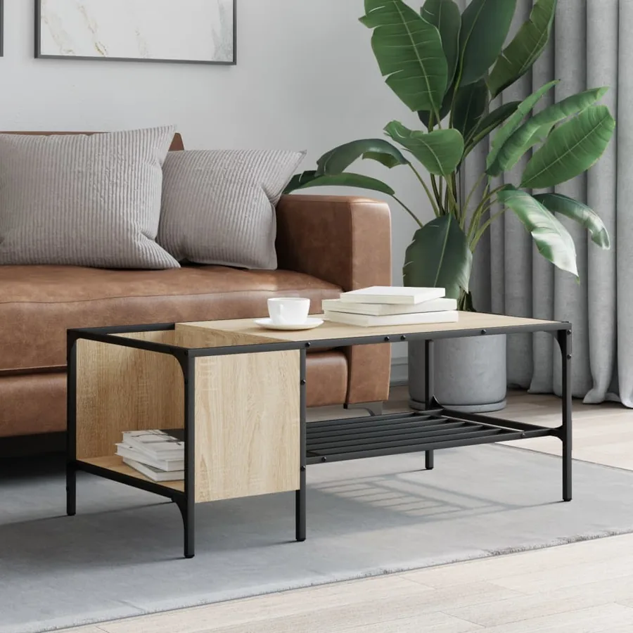 Table basse support chêne sonoma 100x51x40cm bois d'ingénierie - 3