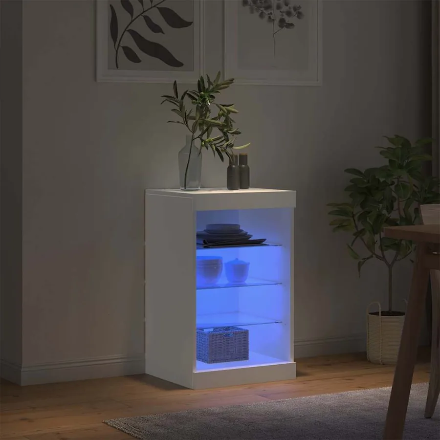 Buffet avec lumières LED blanc 41x37x67 cm - 4