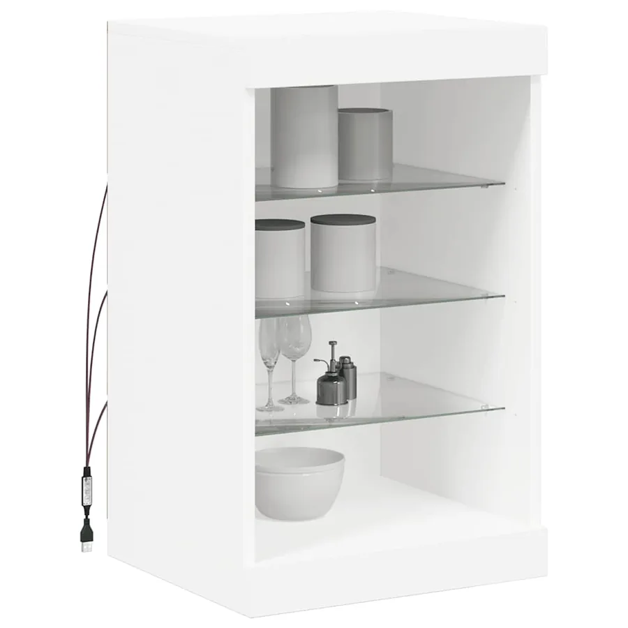 Buffet avec lumières LED blanc 41x37x67 cm - 5