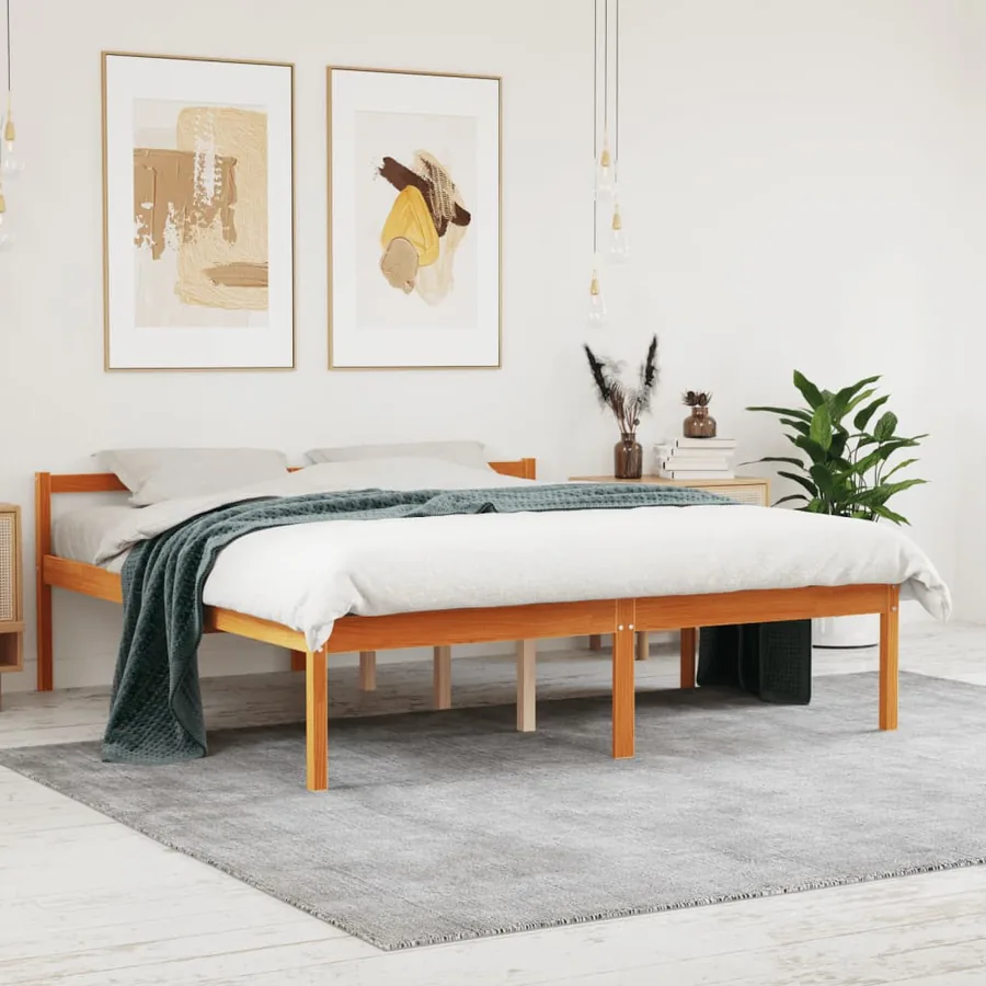 Lit pour personne âgée sans matelas 150x200 cm bois pin massif