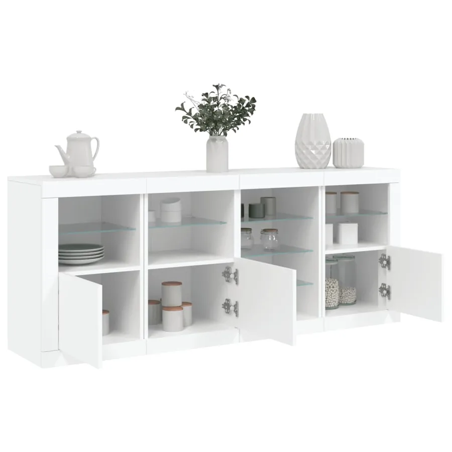 Buffet avec lumières LED blanc 164x37x67 cm