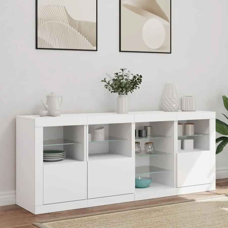 Buffet avec lumières LED blanc 164x37x67 cm - 3