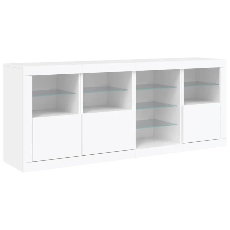 Buffet avec lumières LED blanc 164x37x67 cm - 5