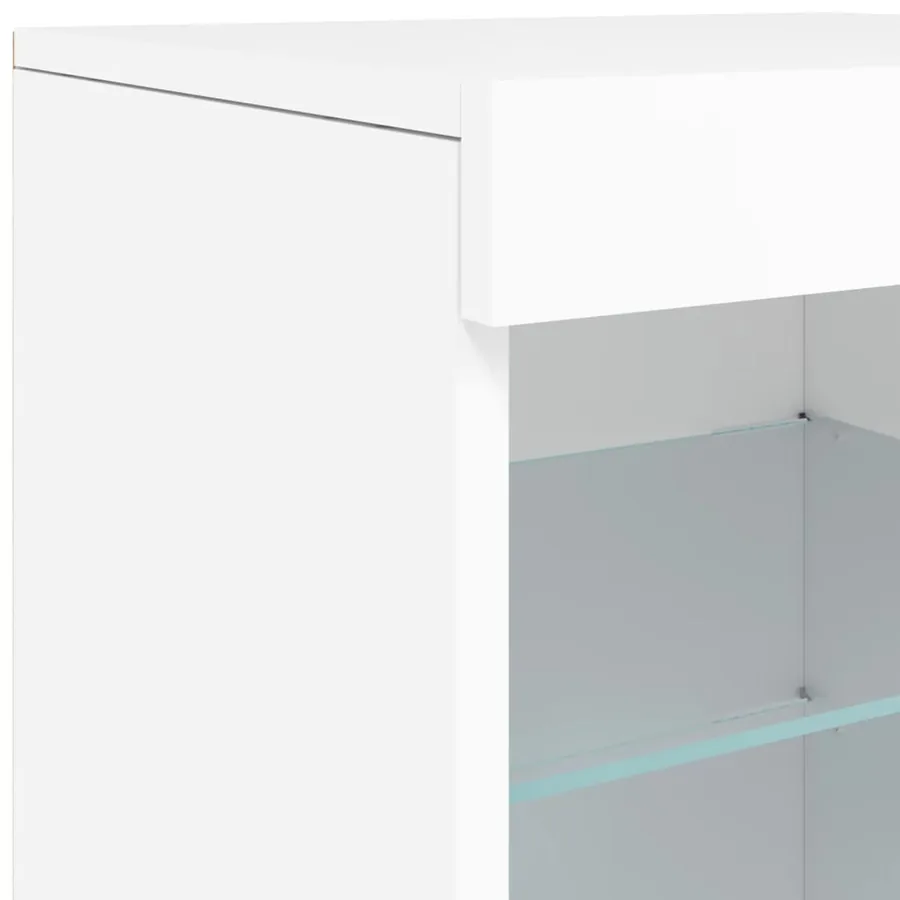Buffet avec lumières LED blanc 123x37x67 cm - 11