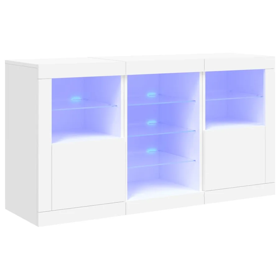 Buffet avec lumières LED blanc 123x37x67 cm - 2