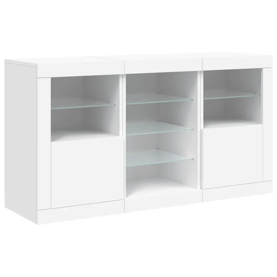 Buffet avec lumières LED blanc 123x37x67 cm - 5