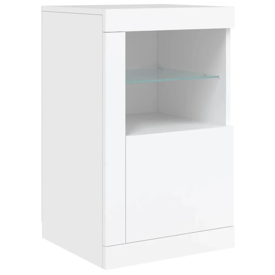 Buffet avec lumières LED blanc 123x37x67 cm - 9