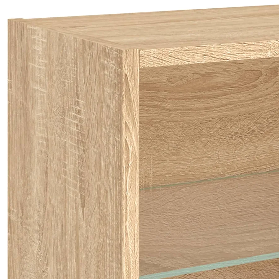 Table de chevet murale avec lumières LED chêne sonoma - 10